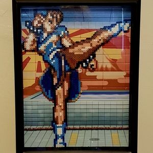 Framed Chun Li Figure in Beads